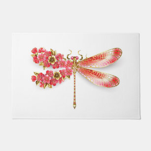 Flower dragonfly with jewellery sakura doormat