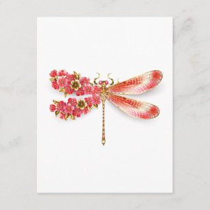 Flower dragonfly with jewellery sakura enclosure card