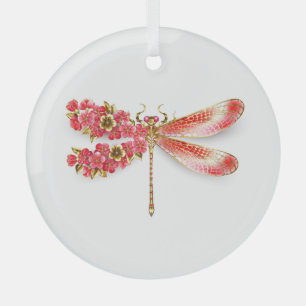 Flower dragonfly with jewellery sakura glass tree decoration