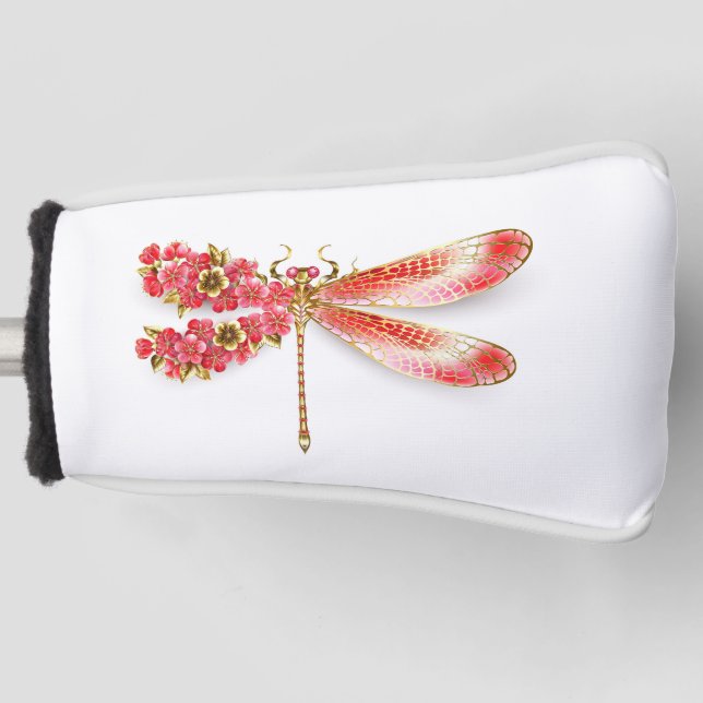 Flower dragonfly with jewellery sakura golf head cover (Front)