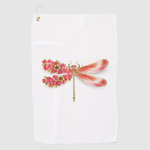 Flower dragonfly with jewellery sakura golf towel