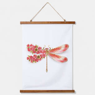 Flower dragonfly with jewellery sakura hanging tapestry