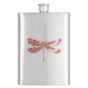 Flower dragonfly with jewellery sakura hip flask