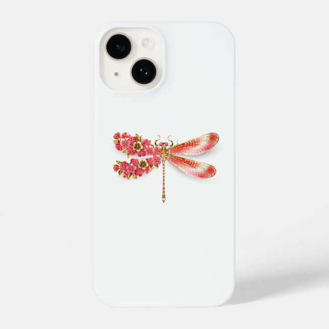 Flower dragonfly with jewellery sakura iPhone case (Back)