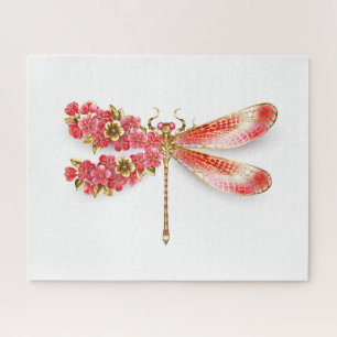 Flower dragonfly with jewellery sakura jigsaw puzzle