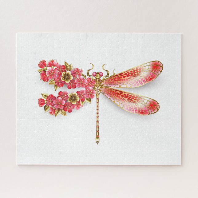 Flower dragonfly with jewellery sakura jigsaw puzzle (Horizontal)