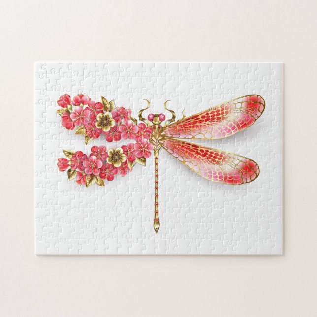 Flower dragonfly with jewellery sakura jigsaw puzzle (Horizontal)