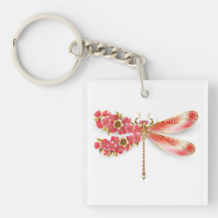 Flower dragonfly with jewellery sakura key ring
