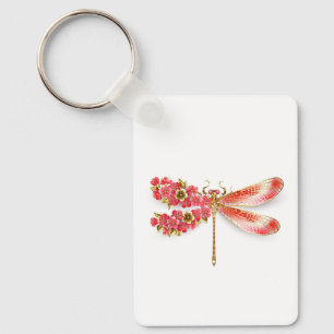 Flower dragonfly with jewellery sakura key ring