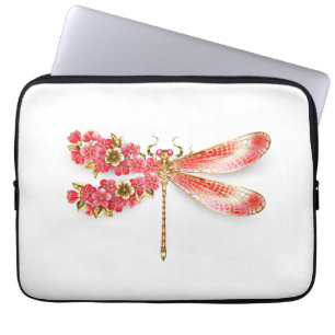 Flower dragonfly with jewellery sakura laptop sleeve