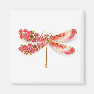 Flower dragonfly with jewellery sakura magnet
