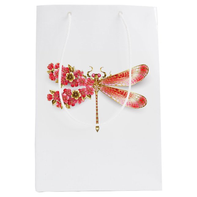 Flower dragonfly with jewellery sakura medium gift bag (Front)