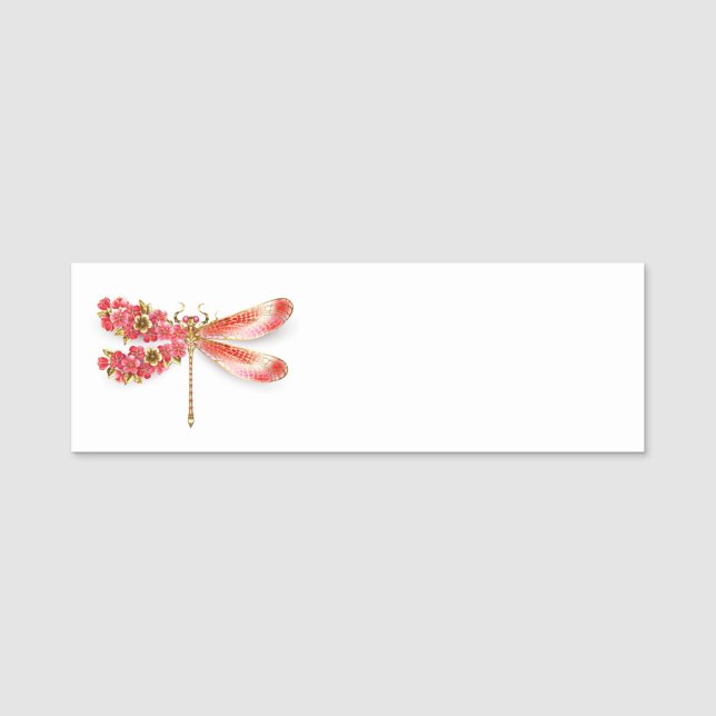 Flower dragonfly with jewellery sakura name tag (Front)
