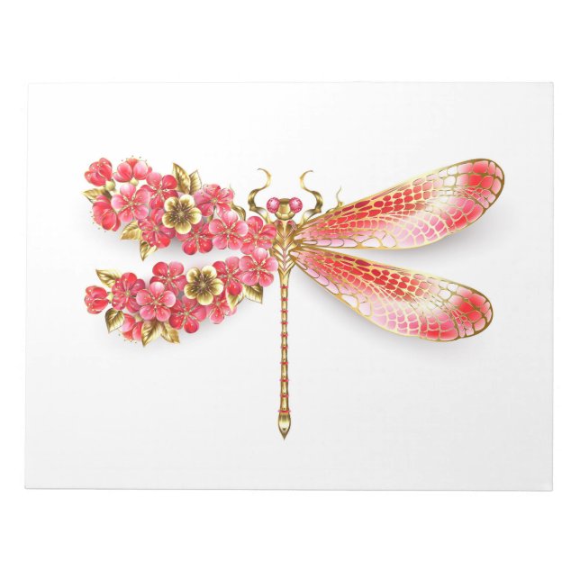 Flower dragonfly with jewellery sakura notepad (Front)