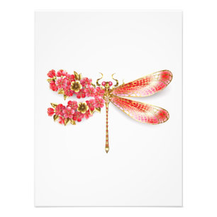 Flower dragonfly with jewellery sakura photo print