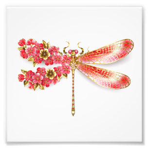 Flower dragonfly with jewellery sakura photo print
