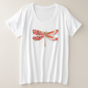 Flower dragonfly with jewellery sakura plus size T-Shirt