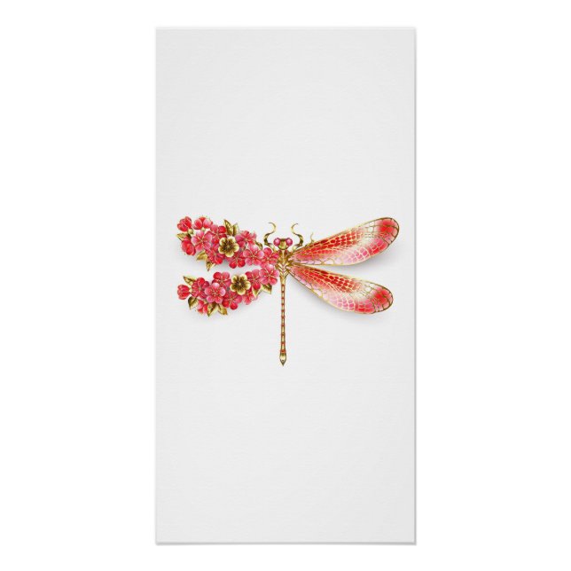 Flower dragonfly with jewellery sakura poster (Front)
