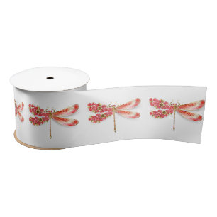 Flower dragonfly with jewellery sakura satin ribbon