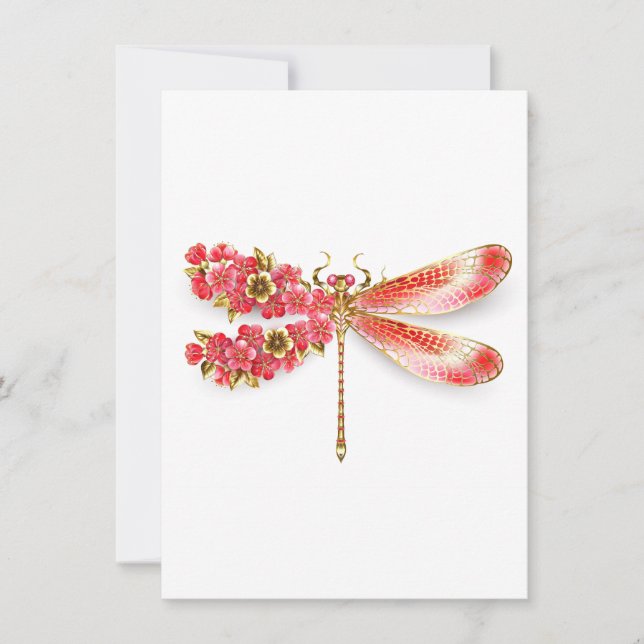 Flower dragonfly with jewellery sakura save the date (Front)