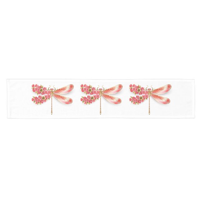 Flower dragonfly with jewellery sakura short table runner (Horizontal)