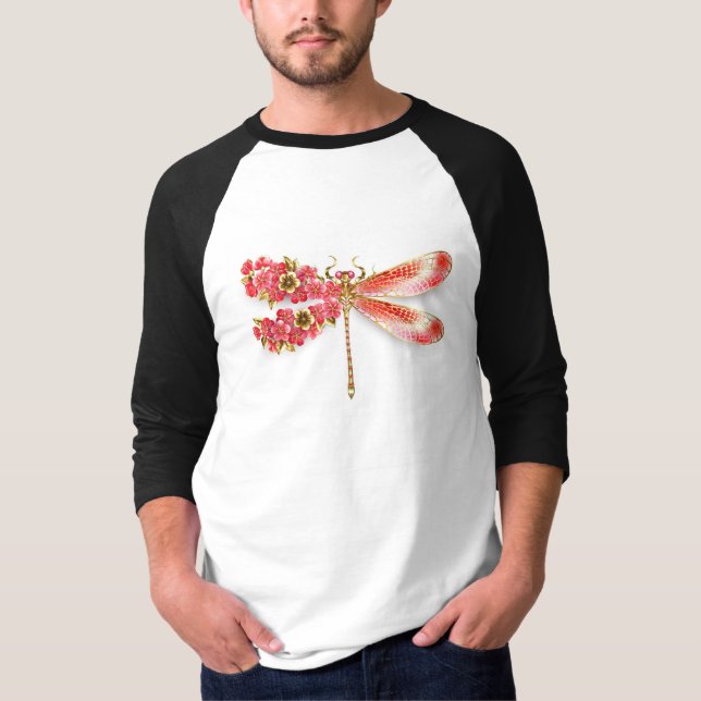 Flower dragonfly with jewellery sakura T-Shirt (Front)