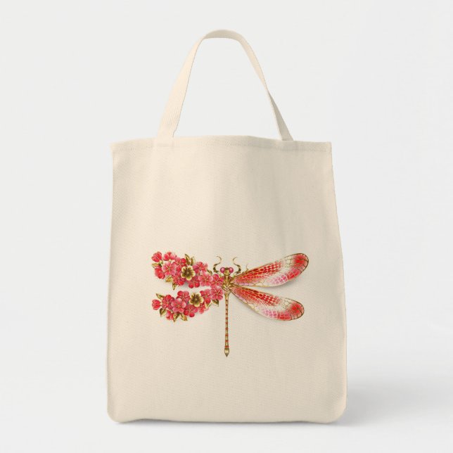 Flower dragonfly with jewellery sakura tote bag (Front)