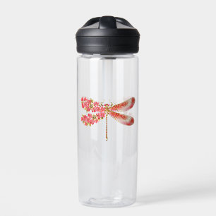 Flower dragonfly with jewellery sakura water bottle