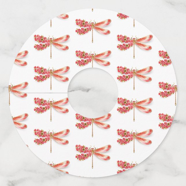 Flower dragonfly with jewellery sakura wine glass tag (Front)