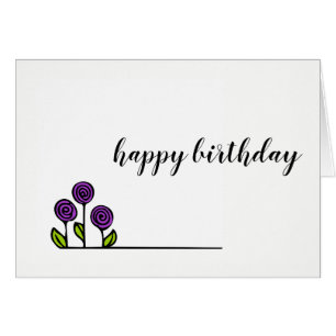 Flower Drawing - Birthday Card - Blank Inside