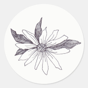 Flower Drawing Classic Round Sticker
