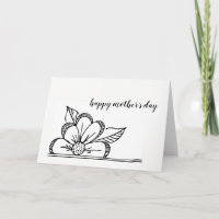 Flower Drawing Mother's Day Card - Blank Inside