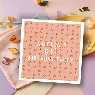 Flower Drawing Pattern Girl Birthday Party Napkin