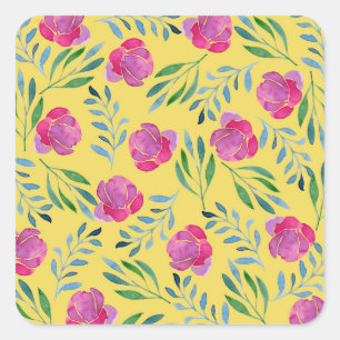 Flower Drawings Easy Square Sticker