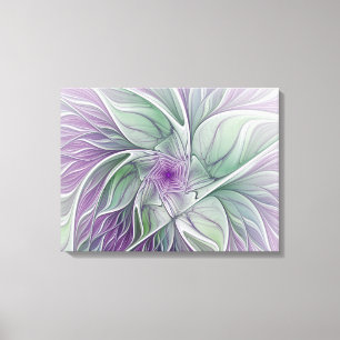 Flower Dream, Abstract Art Purple Green Fractal Canvas Print