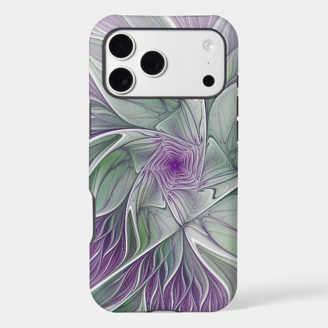 Flower Dream, Abstract Purple Green Fractal Art (Back)