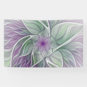 Flower Dream, Abstract Purple Green Fractal Art Banner