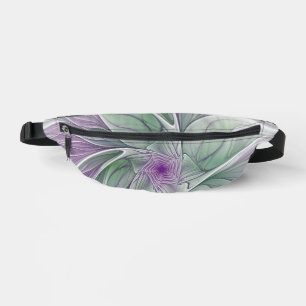 Flower Dream, Abstract Purple Green Fractal Art Bum Bags