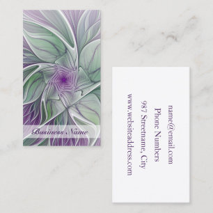 Flower Dream, Abstract Purple Green Fractal Art Business Card
