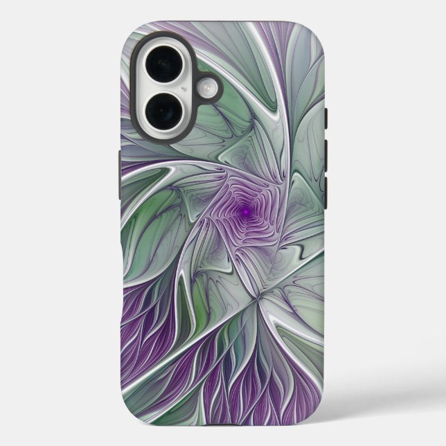 Flower Dream, Abstract Purple Green Fractal Art Case-Mate iPhone Case (Back)