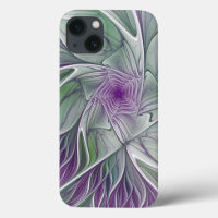 Flower Dream, Abstract Purple Green Fractal Art