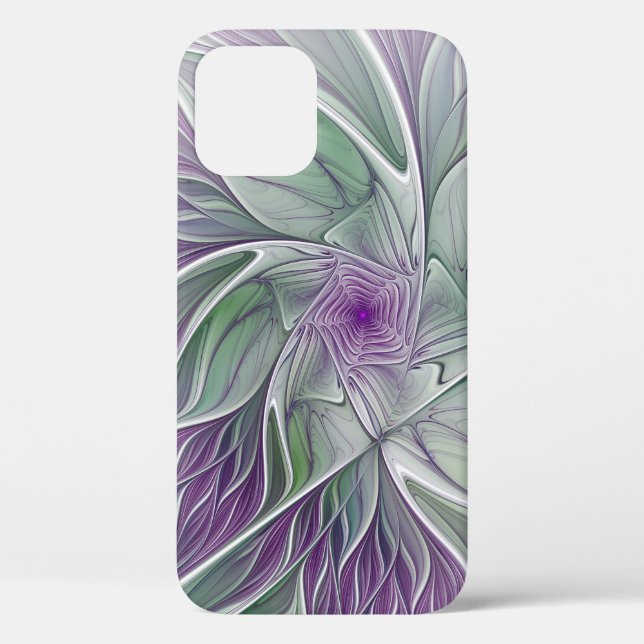 Flower Dream, Abstract Purple Green Fractal Art Case-Mate iPhone Case (Back)