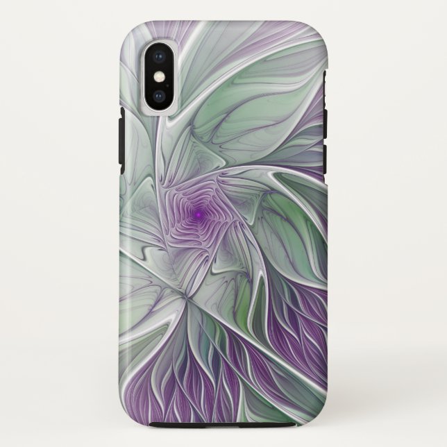 Flower Dream, Abstract Purple Green Fractal Art Case-Mate iPhone Case (Back)