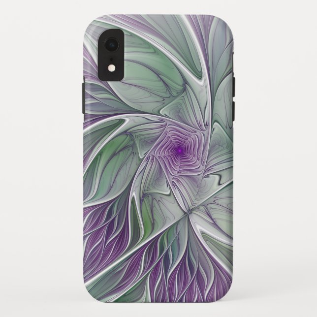 Flower Dream, Abstract Purple Green Fractal Art Case-Mate iPhone Case (Back)