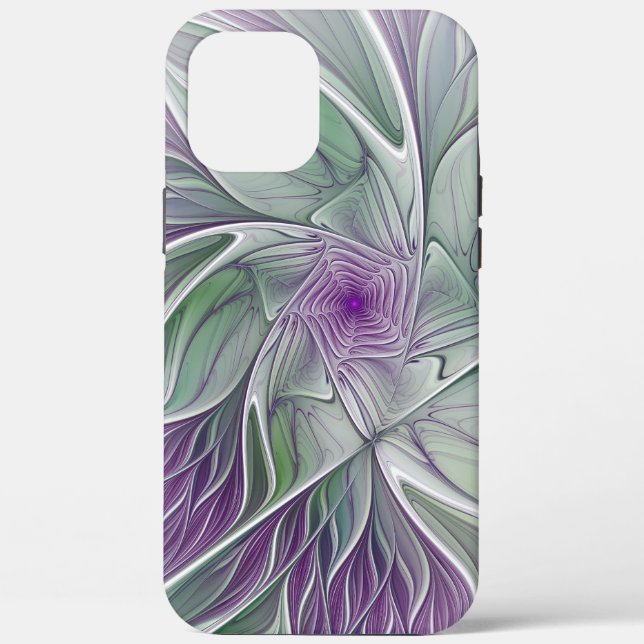 Flower Dream, Abstract Purple Green Fractal Art Case-Mate iPhone Case (Back)