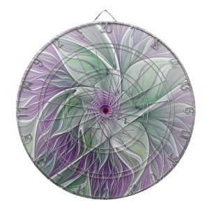 Flower Dream, Abstract Purple Green Fractal Art Dartboard