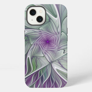 Flower Dream, Abstract Purple Green Fractal Art iPhone 13 Case