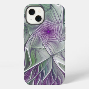 Flower Dream, Abstract Purple Green Fractal Art iPhone 13 Case