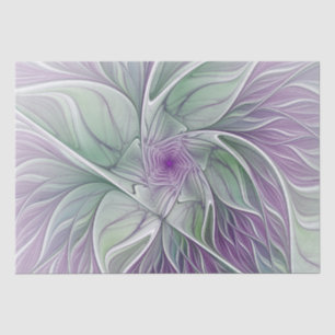 Flower Dream, Abstract Purple Green Fractal Art Tissue Paper