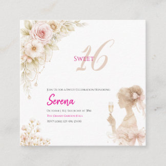 Flower Dreamy Soft Sweet 16 Birthday Invitation